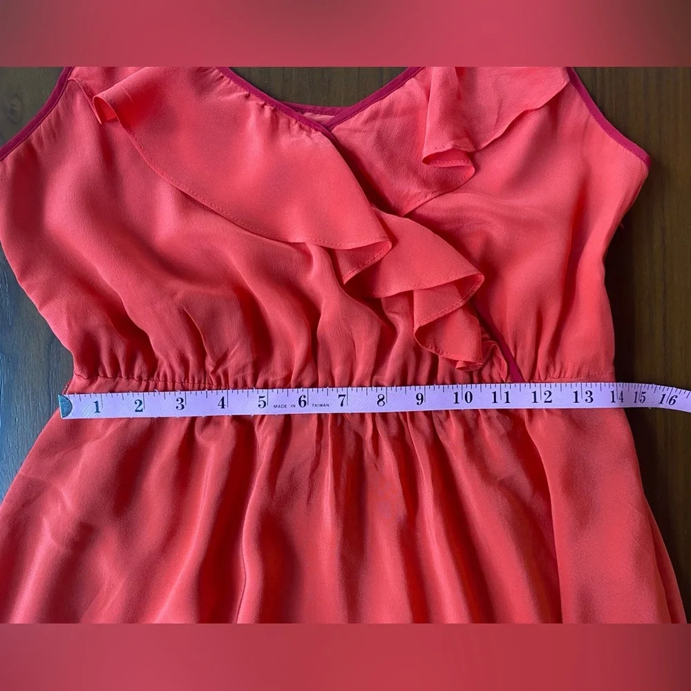 Anthropologie Girls from Savoy Becca 100% Silk Coral Red Dress, Size 4 Four - Picture 10 of 11